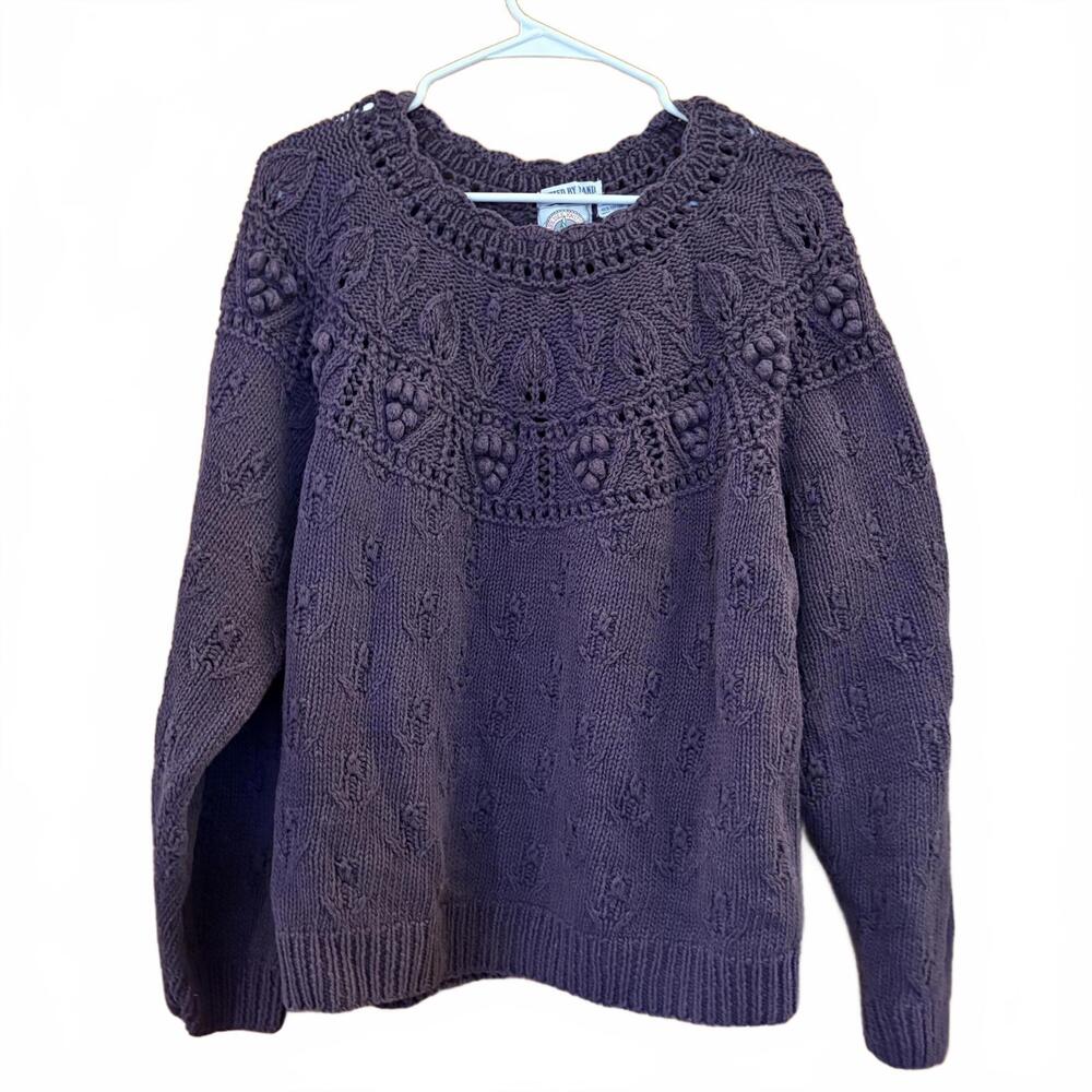 Vintage Cape Isle Knitters Purple Knit Sweater Size XL Grannycore Handknit
